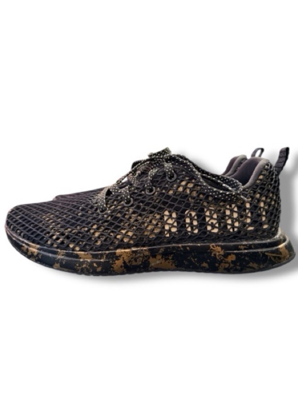 NOBULL Project Pride Mesh Trainer Sneaker Shoe Men’s 9 Women’s 10.5 Black Gold